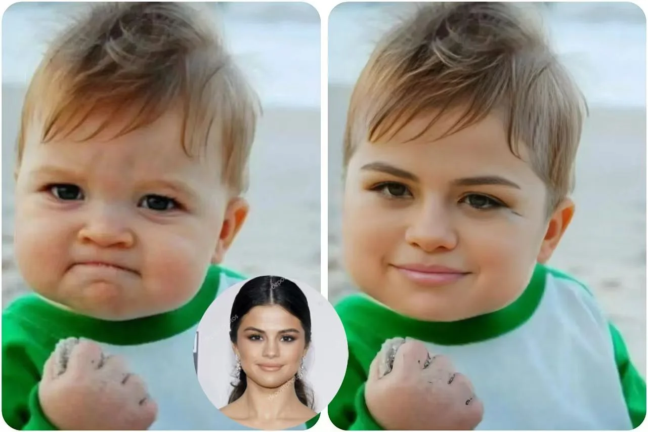 Before and after example created with ClothesChange AI Face Swap